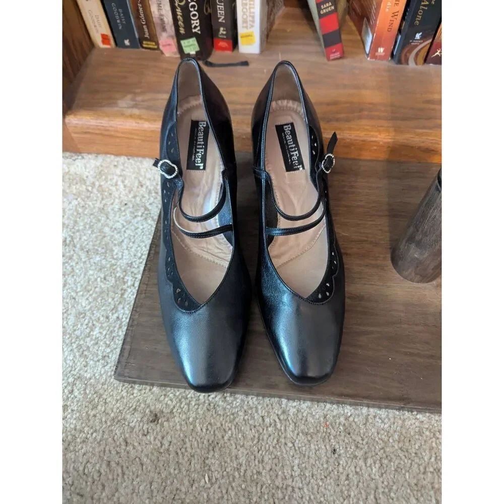 BeautiFeel Heels Womens 11 41 Black Leather Mary Jane Pumps Quiet Luxury